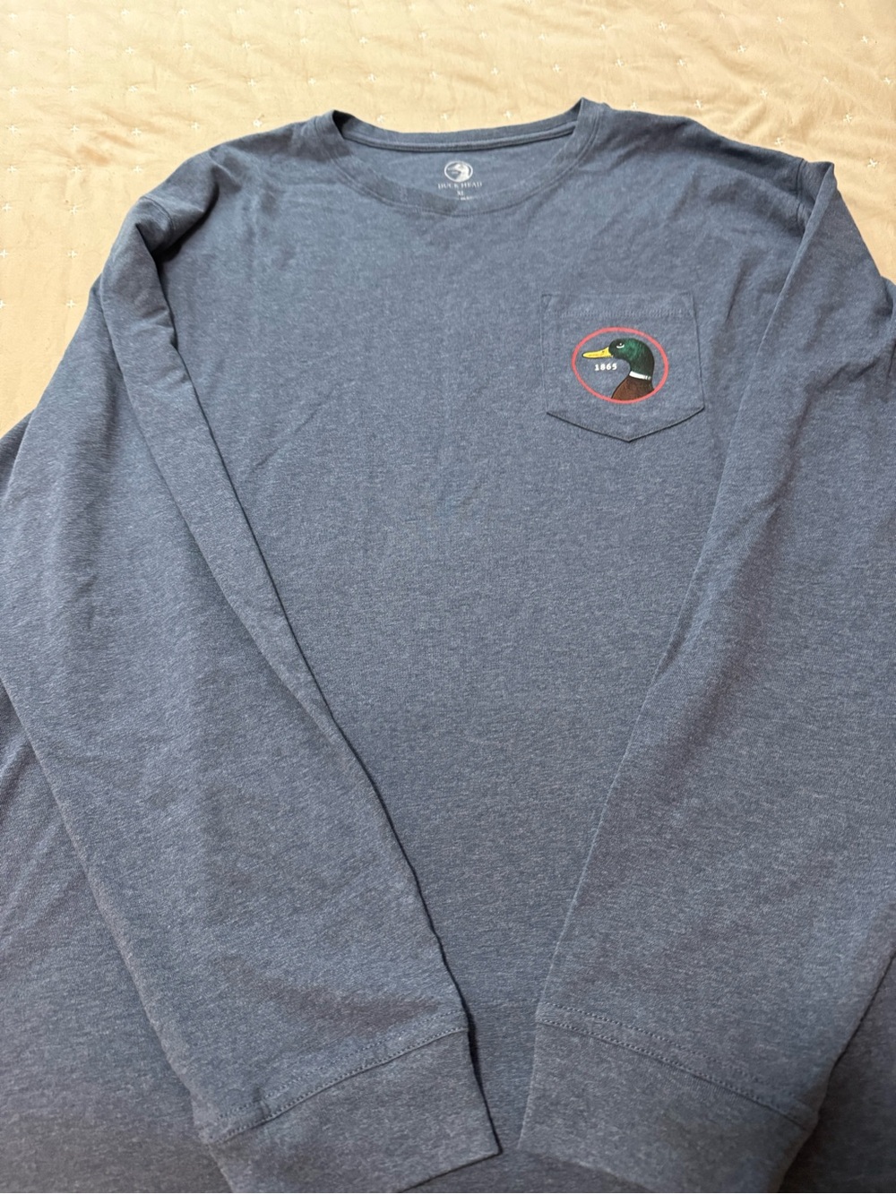 Duck Head Men's Long-Sleeve Pocket Tee - Heather Navy